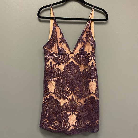 Free People Night Shimmers Mini Dress-Purple-Size 2 - Picture 3 of 11